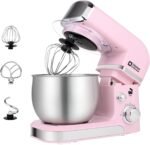 Kitchen in the box Stand Mixer,3.2Qt Small Electric Food Mixer,6 Speeds Portable Lightweight Kitchen Mixer for Daily Use with Egg Whisk,Dough Hook,Flat Beater (Pink) - Image 2