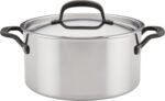 KitchenAid 5-Ply Clad Polished Stainless Steel Stock Pot/Stockpot with Lid, 6 Quart - Stainless Steel - Image 2