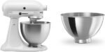 KitchenAid Classic Series 4.5 Quart Tilt-Head Stand Mixer K45SS, White & 3-Quart Stainless Steel Bowl for Tilt-Head Stand Mixers - Image 2