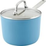 KitchenAid Hard Anodized Ceramic Nonstick Cookware Sauce Pan with Lid, 3 Quart - Blue Velvet - Image 2