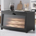 Kitsure Bread Box - Wooden Bread Box for Kitchen Countertop, Large Capacity Kitchen Countertop Organizer, Stylish Bread Storage with Window, Multi-functional Container, Black, 15.0"x8.3"x9.1" (1T) - Image 2
