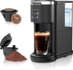 Kndko Single Serve Coffee Maker for Capsule and Ground Coffee, 6 to 14oz Brew Sizes, 40oz Removable Reservoir, Fast Brew, Compact Design, Travel Mug Friendly, Black - Image 2