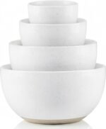 KooK Mixing Bowls, Ceramic Nesting Bowls, Stoneware Kitchen Bowls, For Prep, Serving, Dishwasher Safe, 18/40/90/140 oz, Set of 4, Moonstone - Image 2