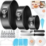Kootek 144PCs Cake Pan Set, Cake Decorating Kit with 3 Nonstick Round Springform Pans (4, 7, 9 inch), Piping Bags and Tips, Cake Leveler, Other Cheesecake Pan Tools Baking Supplies Gifts & eBook - Image 2