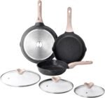 Kordisen Nonstick Frying Pan Set with Lids, 3 Piece Skillet Set, Healthy Induction Cooking Pan, Stay-Cool Handle, Compatible with All Stovetops, PFOA Free (8, 9.5, 11 Inch) - Image 2