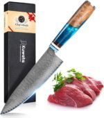 Kuwata Chef Knife, Professional Japanese VG10 Damascus Steel Kitchen Chefs Knife 8 Inch, Razor Sharp Professional Meat Cutting Knife with Gift Box for Family, Restaurant - Image 2