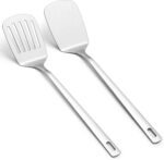 Kyraton Stainless Steel Spatulas Set, Silver Slotted Turner, Solid Turner, Kitchen Spatulas for Nonstick Cookware, Dishwasher Safe, Easy to Clean - Image 2