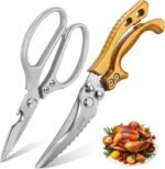 LEEPENK Kitchen Scissors All Purpose 2 Packs,Stainless Steel Kitchen Shear Dishwasher Safe,Heavy Duty Poultry Shears with Non-Slip Handle & Safety Lock,Cooking Scissor for Food - Image 2