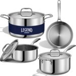 LEGEND COOKWARE 5-Ply Stainless Steel Cookware Set, 7-Piece Pots and Pans Set - Induction Compatible, Oven Safe 800°F - Non-Toxic, No Coatings - Built to Last Generations - Image 2