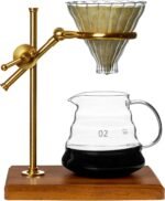 L'ÉPICÉA Pour Over Coffee Maker Set, Pour Over Coffee Maker with Stand, Adjustable Stainless Steel Stand, Wooden Base, Paper Filters, Cone Glass Coffee Carafe, Pour Over Coffee Dripper - Image 2