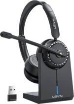 LEVN Wireless Headset, Wireless Headset with Mic for Work, AI Noise Cancelling, 65 Hrs Working Time, Bluetooth Headphones with Microphone from Computer/Call Center/Teams - Image 2