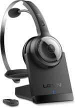 LEVN Wireless Headset with Mic for Work, Wireless Headset (Charging Base, Noise Cancelling & Mute Button), Long Battery Life, Bluetooth Headsets for Home/Office/Call Center/Laptop/Teams/Zoom, Black - Image 2