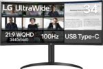 LG 34WR55QK-B 34-inch UltraWide WQHD (3440 x 1440) Curved Computer Monitor, 100Hz, 5ms, HDR10, Reader Mode, HDMI, DisplayPort, USB Type-C, Tilt/Height Adjustable Stand, Black - Image 2