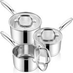 LIANYU Stainless Steel Saucepan with Visible Lid, 1QT & 2QT & 3QT Sauce Pan Sets, Multi-Purpose Small Induction Cooking Pots for Home Kitchen, Healthy & Non-Toxic, Oven & Dishwasher Safe - Image 2
