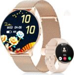 LIGE Smart Watch for Women, 1.43" AMOLED Screen Smartwatch with Answer/Make Call for iPhone/Android/Samsung, Fitness Tracker with 120+ Sport Modes, Sleep/Health Monitor, IP68 Waterproof, 2 Bands,Gold - Image 2