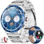 LIGE Smart Watches for Men,1.43“ AMOLED Smart Watch with Bluetooth Calls/Message Push, 100+ Sport Modes Blood Pressure/Heart Rate Tracker IP67 Waterproof Blue Mens Smartwatch for Android iOS Phones - Image 2