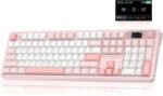 LINGBAO K108 Pro Wireless Mechanical Keyboard with Screen & Knob, Full Size Creamy Keyboard with Number Pad, 10000mAh Battery, PBT Keycaps, RGB Backlit, Hot-swappable Pink Gaming Keyboard for PC/Mac - Image 2