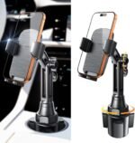 LISEN Upgraded Version Cup Holder Phone Holder 360° Adjustable Long Neck Car Phone Mount Golf Cart Phone Holder, Valentines Day Gifts for iPhone 17 Air Pro Samsung Google and All 4-7'' Phone - Image 2