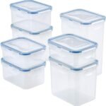 LOCK & LOCK Easy Essentials Food Storage lids/Airtight containers, BPA Free, 14 Piece - Tall Rectangle, Clear - Image 2