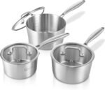 LOLYKITCH 1.5-2.5-3.0 QT, Tri-Ply Stainless Steel Saucepan Set of 3,Induction Cooking Pots,Sauce Pots with Lids,Pots and Pans Set,Detachable Handle and Dishwasher Safe. - Image 2