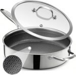 LOLYKITCH 5 QT Hybrid Ceramic Coating Non Stick Tri-Ply Stainless Steel Sauté Pan with Lid, 12 Inch Deep Frying Pan PFOA & PFOS Free,Induction Cooking Pan, Dishwasher and Oven Safe - Image 2