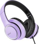 LORELEI X8 Over-Ear Wired Headphones with Microphone with 1.45m-Tangle-Free Nylon Line&3.5mm Plug,Lightweight Foldable & Portable Headphones for Smartphone,Tablet,Computer,Mp3/4(Dark Purple) - Image 2