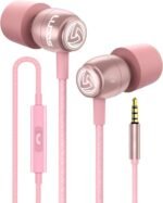 LUDOS Clamor Wired Earbuds in-Ear Headphones, 5 Years Warranty, Earphones with Microphone, Noise Isolating Ear Buds, Memory Foam for iPhone, Samsung, School Students, Kids, Women, Small Ears - Pink - Image 2