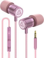 LUDOS Ultra Wired Earbuds in-Ear Headphones, 5 Years Warranty, Earphones with Microphone, Noise Isolating Ear Buds, Memory Foam for iPhone, Samsung, School Students, Kids, Women, Small Ears - Pink - Image 2