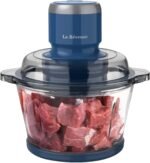 La Reveuse Food Processor,Electric Food Chopper with 7-Cup (1.7L) Glass Bowl, 4 Bi-Level Blades for Chopping,Grinding,Mincing,Whisking,Meal Prep,300W,Blue - Image 2