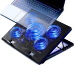 Laptop Cooling Pad 17inch 15.6 14 13 12inch Gaming Cooler Pad Chill Mat 5 Quiet Fans LED Lights and 2 USB 2.0 Ports Adjustable Mounts Laptop Stand Height Angle - Image 2