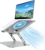 Laptop Cooling Stand with Fan and One Key Switch - Ergonomic Adjustable Height Desk Stand for All 10-16” Laptops & Tablets - Image 2