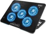 Laptop Cooling pad, ‌Coolertek Laptop Cooler with 5 Silent Fans, Adjustable Height Stand for 12-17 Inch Laptops, Ergonomic Cooling Stand with Dual USB Ports, Portable Cooling Accessories - Black - Image 2