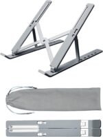 Laptop Stand Holder, Cooling Computer Riser for Desk, 6 Angles Adjustable Aluminum Ergonomic Foldable Portable Desktop Notebook Holder, Compatible with 10-15.6 in Laptops, Tablet, iPad, Silver - Image 2