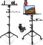 Laptop Tripod on Wheels with 2 Shelves, Portable Projector Floor Stand Adjustable Height 25.9 to 51.8 Inch with Phone Holder - Image 2