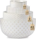 Lareina Ceramic Large Mixing Bowls Set of 4, Nesting Bowls for Cooking, Baking, Salad Etc, Serving Bowls Gift, Kitchen Stoneware, Oven, Microwave and Dishwasher Safe - 20/44/98/145 OZ, Ivory White - Image 2