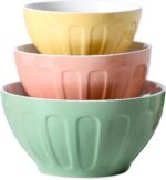 Lareina Ceramic Mixing Bowls for Kitchen, Large Nesting Mixing Bowl Set for Serving, Baking, Food Prepping, Cooking, Salad, Sourdough, Gift, Microwave Safe, Big 3.2/1.7/1.2 Qt, Set of 3, Pastel Color - Image 2