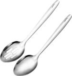 Large Cooking Spoon Set, 12.5-inch Stainless Steel Solid & Slotted Spoons, Heavy Duty Metal Spoon for Mixing, Serving, Stiring Kitchen Utensils. - Image 2