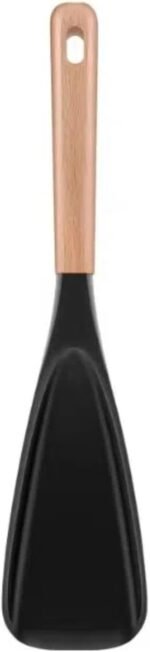 Large Cooking Spoons for Serving. 11.2" Nonstick Silicone Spoonula with Wooden Handle, Heat Resistant Rubber Serving Spatula Spoon for Baking,Scooping and Scraping. - Image 2