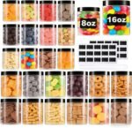Large & Small Plastic Jars Combo (24 Pack) 12 Large 16 oz & 12 Small 8 oz Leak-Proof Clear Containers with Lids, Mason Jars, Perfect for Storing Spices, Cookie, Candy, Slime and Dry Food, Empty Jars - Image 2