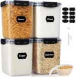 Large Thicker Food Storage Containers with Lids Airtight 5.3L/179Oz, 4pcs Plastic Pantry Storage Container for Dry Food/Flour/Sugar/Pasta/Cereal/Baking Supplies, Canister for Kitchen Organization - Image 2