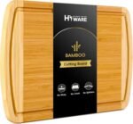 Large Wooden Cutting Board for Kitchen Meal Prep & Serving - Bamboo Cutting Boards with Juice Groove Side Handles, Charcuterie & Chopping Butcher Block - 100% Organic Bamboo, Pre Oiled, 16" x 10" - Image 2
