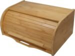 Large bread box bread basket wooden box storage boxes kitchen counter organizer, roll top breadbox. bread boxes for kitchen countertop. Bamboo wooden boxes. (Natural) - Image 2