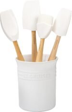 Le Creuset Silicone Craft Series Utensil Set with Stoneware Crock, 5 pc., White - Image 2