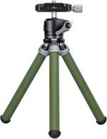Leofoto MT-02C+LH-22 Carbon Fiber Mini Travel Tabletop Tripod, 2 Leg Section, 1/4" Tripod Mounting Stud Ball Head Kit (Olive) - Image 2