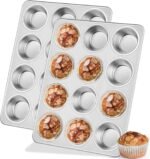 Leonyo 2 Pack 12-Cup Muffin Pans, Stainless Steel Standard Size Cupcake Pans Tray for Baking, Metal Non-Toxic Muffin Tins, Dishwasher Oven Safe - Image 2