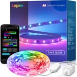 Lepro S1 AI LED Strip Lights for Bedroom - 16.4ft Smart RGB Light Strips with IC and Rainbow Chasing Effects, Color Segment DIY, Personalized Al Lighting Designer, No Remote, 2.4G Wi-Fi & Bluetooth - Image 2