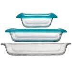 Libbey Baker’s Premium 5 Piece Glass Bakeware Set, Includes 10x14, 9x13 with Lid, and 8x8 with Lid, Stackable with GreatGrip™ Handles - Image 2