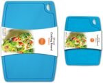 Liflicon Thick Silicone Cutting Boards for Kitchen Silicone Chopping Boards/Mats Set of 2 Extra Large14.6''x10.43'', Mini 9.1”x7.1” Non-slip Deep Drip Juice Groove, Dishwasher Safe-Blue - Image 2