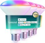 Linkind Matter Smart Light Bulb,1200LM 85W BR30 Smart Flood Light Bulbs Work with Alexa, Apple Home, Google Home, RGBTW Recessed Color Changing Bulbs E26, 2.4GHz Only WiFi Light Bulbs LED, 4Pack - Image 2