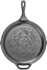 Lodge 13.25 Inch Dolly Parton Pre-Seasoned Cast Iron Stamped Skillet - Signature Teardrop Handle - Use in the Oven, on the Stove, on the Grill, or Over a Campfire - Clear Blue Morning - Image 2